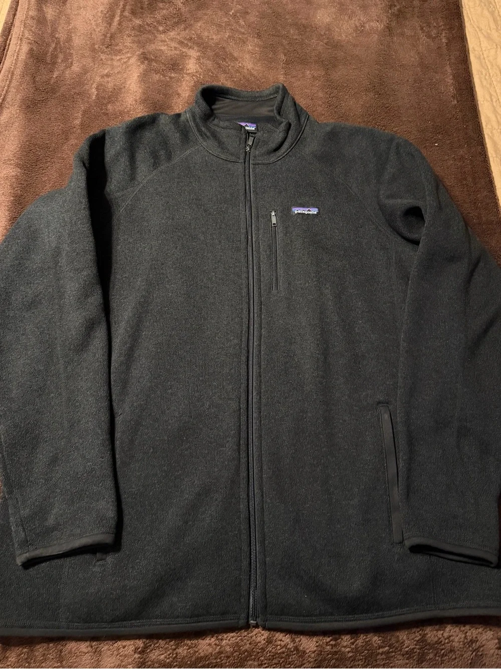 Patagonia Black Fleece Jacket with Multicolor Logo